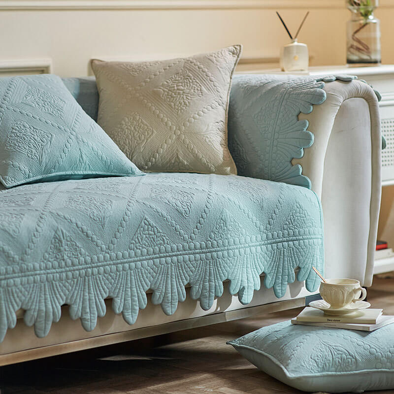 Fashion Leaf Trim Cotton Washable Couch Cover - Image 2