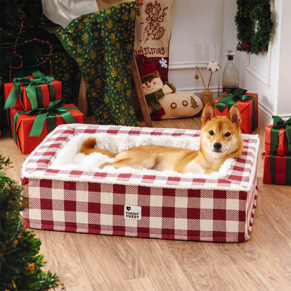Festive Classic Tartan Cozy Dog Anti-Anxiety Calming Bed - Image 11