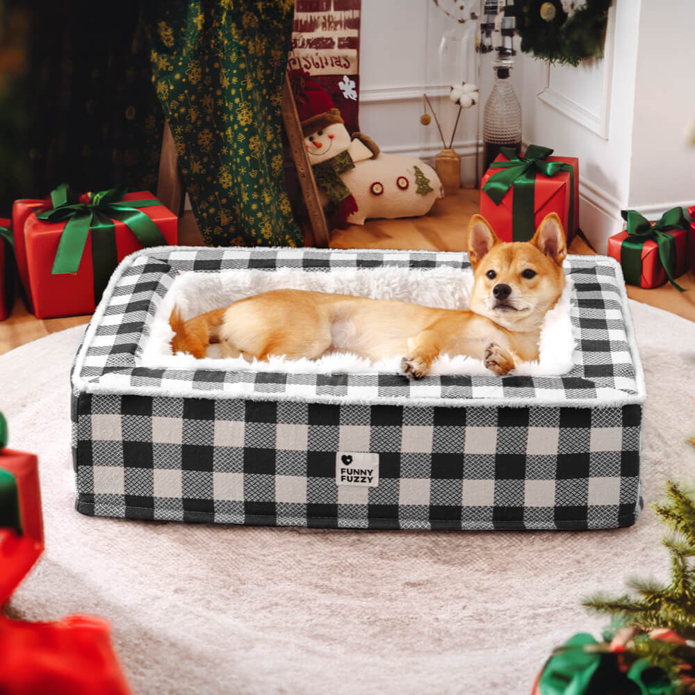 Festive Classic Tartan Cozy Dog Anti-Anxiety Calming Bed - Image 13