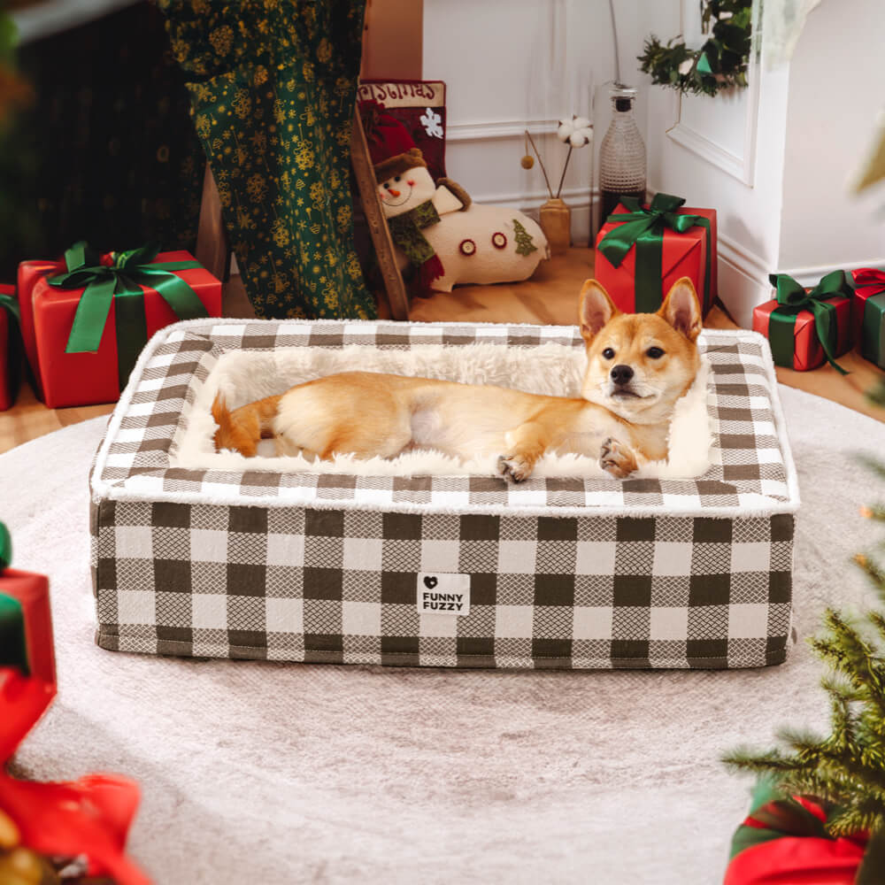 Festive Classic Tartan Cozy Dog Anti-Anxiety Calming Bed - Image 16
