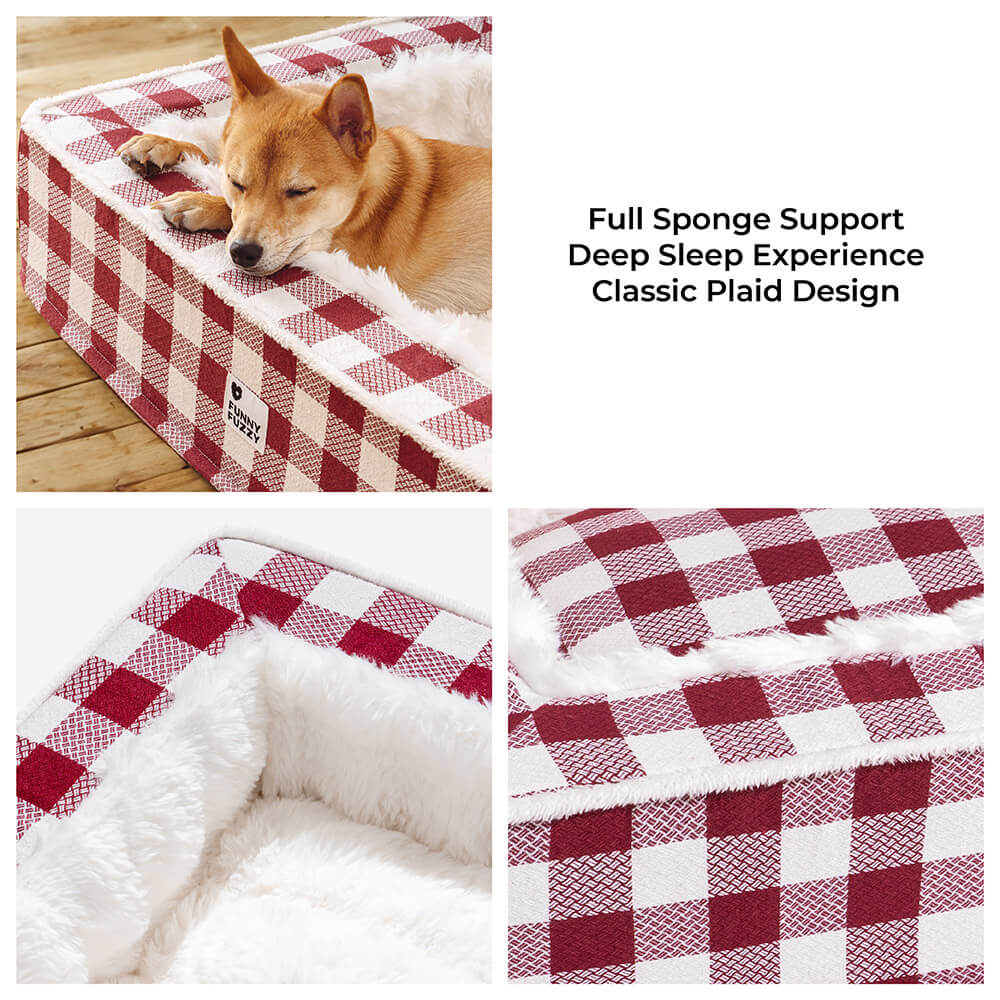 Festive Classic Tartan Cozy Dog Anti-Anxiety Calming Bed - Image 3