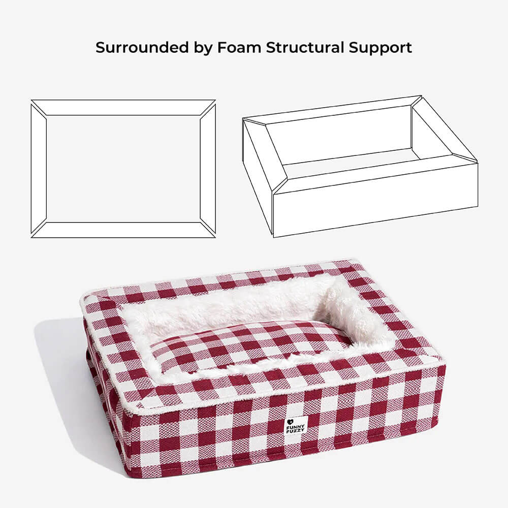 Festive Classic Tartan Cozy Dog Anti-Anxiety Calming Bed - Image 5
