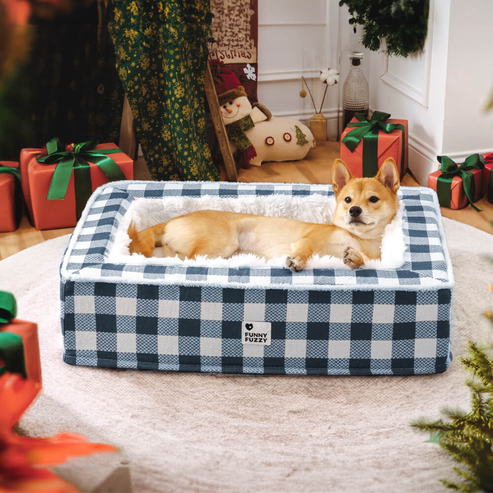Festive Classic Tartan Cozy Dog Anti-Anxiety Calming Bed - Image 7