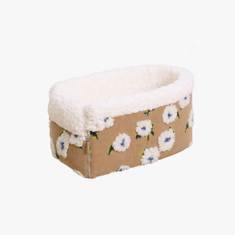 Flower Wool Fleece Dog Car Safety Seat Central Console Pet Car Seat - Image 4