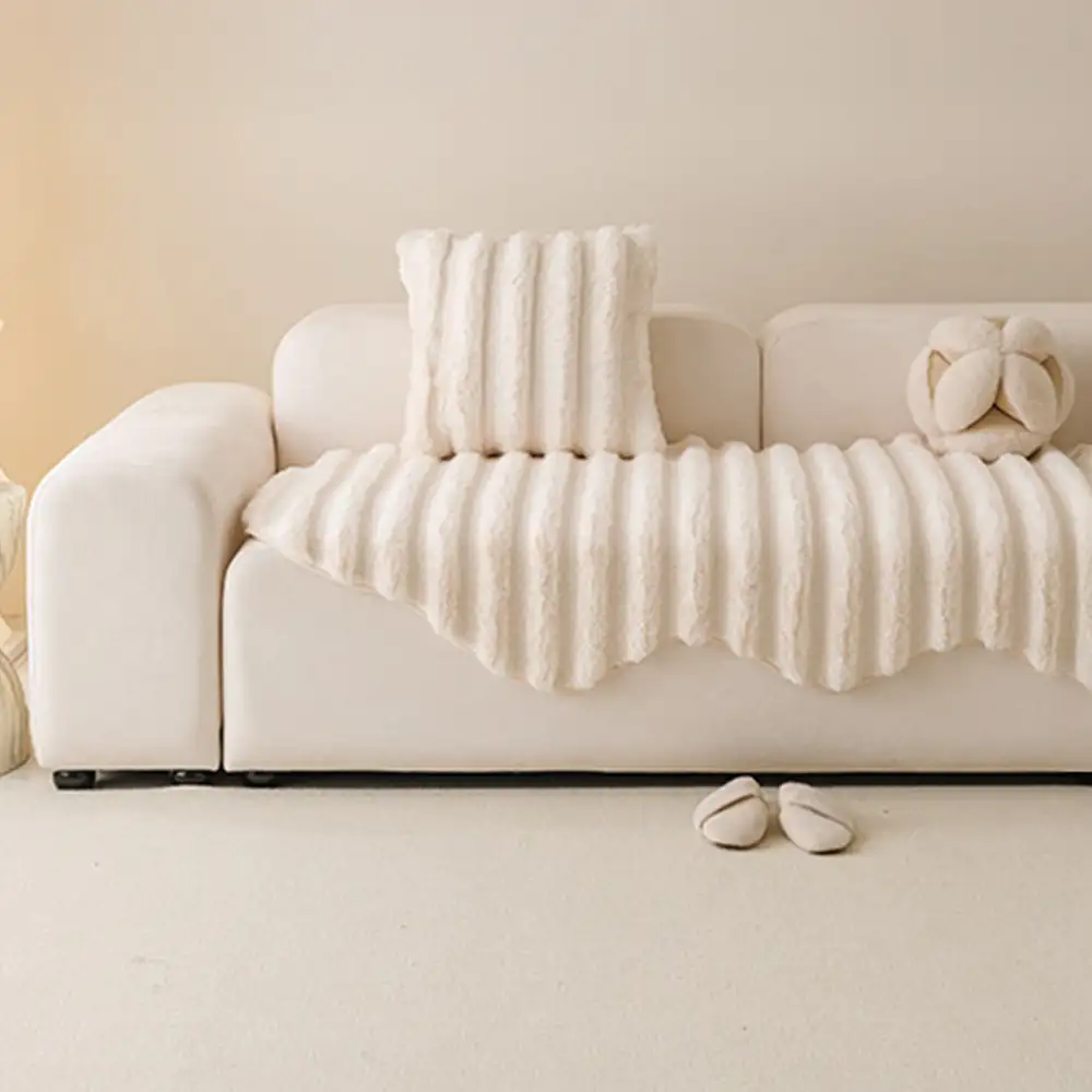 Fluffy Comfort Plush Furniture Protection Decorative Couch Cover - Image 10
