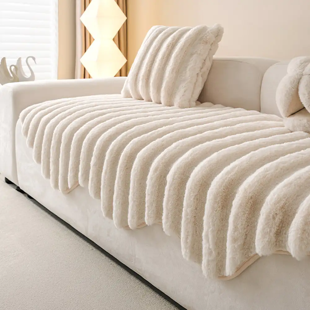Fluffy Comfort Plush Furniture Protection Decorative Couch Cover - Image 12