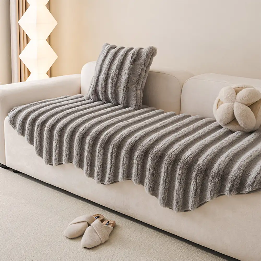 Fluffy Comfort Plush Furniture Protection Decorative Couch Cover - Image 4