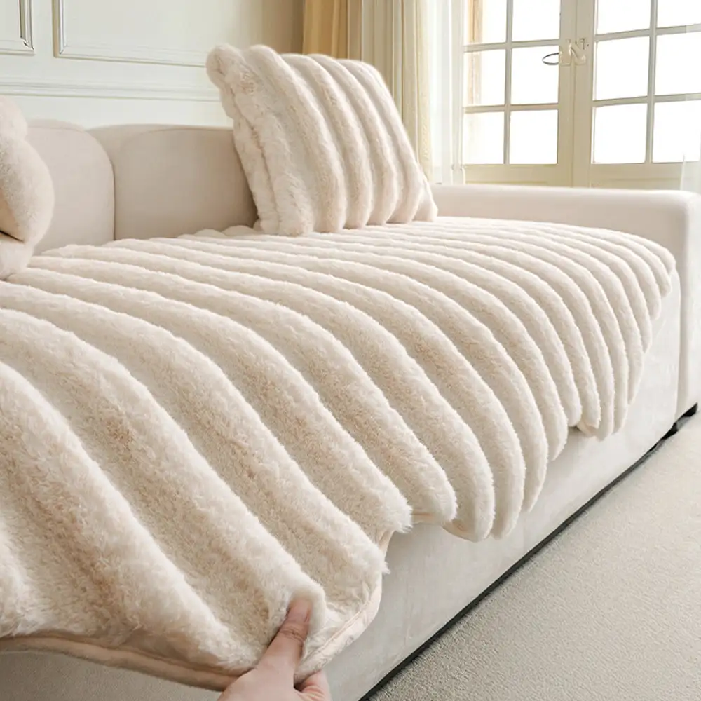 Fluffy Comfort Plush Furniture Protection Decorative Couch Cover - Image 6