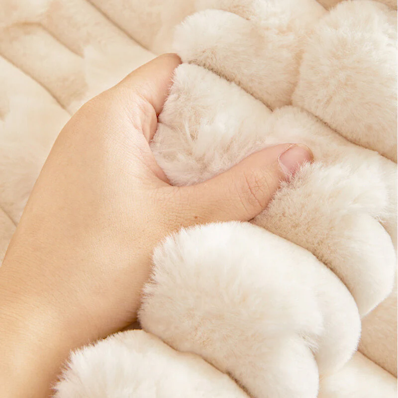 Fluffy Plush Striped Furniture Protector Couch Cover - Image 6