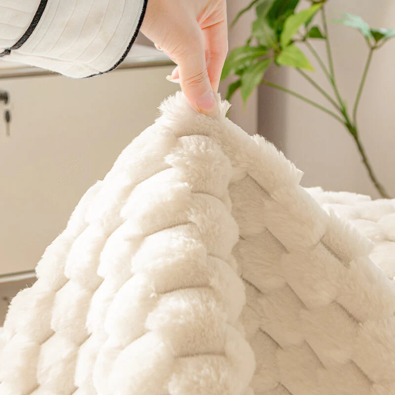 Fluffy Plush Striped Furniture Protector Couch Cover - Image 7
