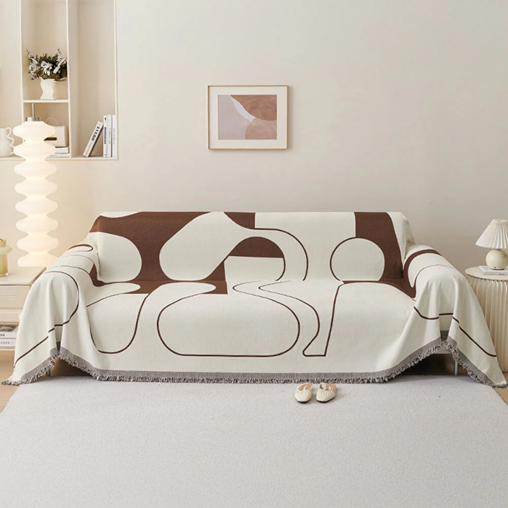 Geometric Fringe Double-Sided Chenille Non-Slip Throw Couch Cover - Image 14