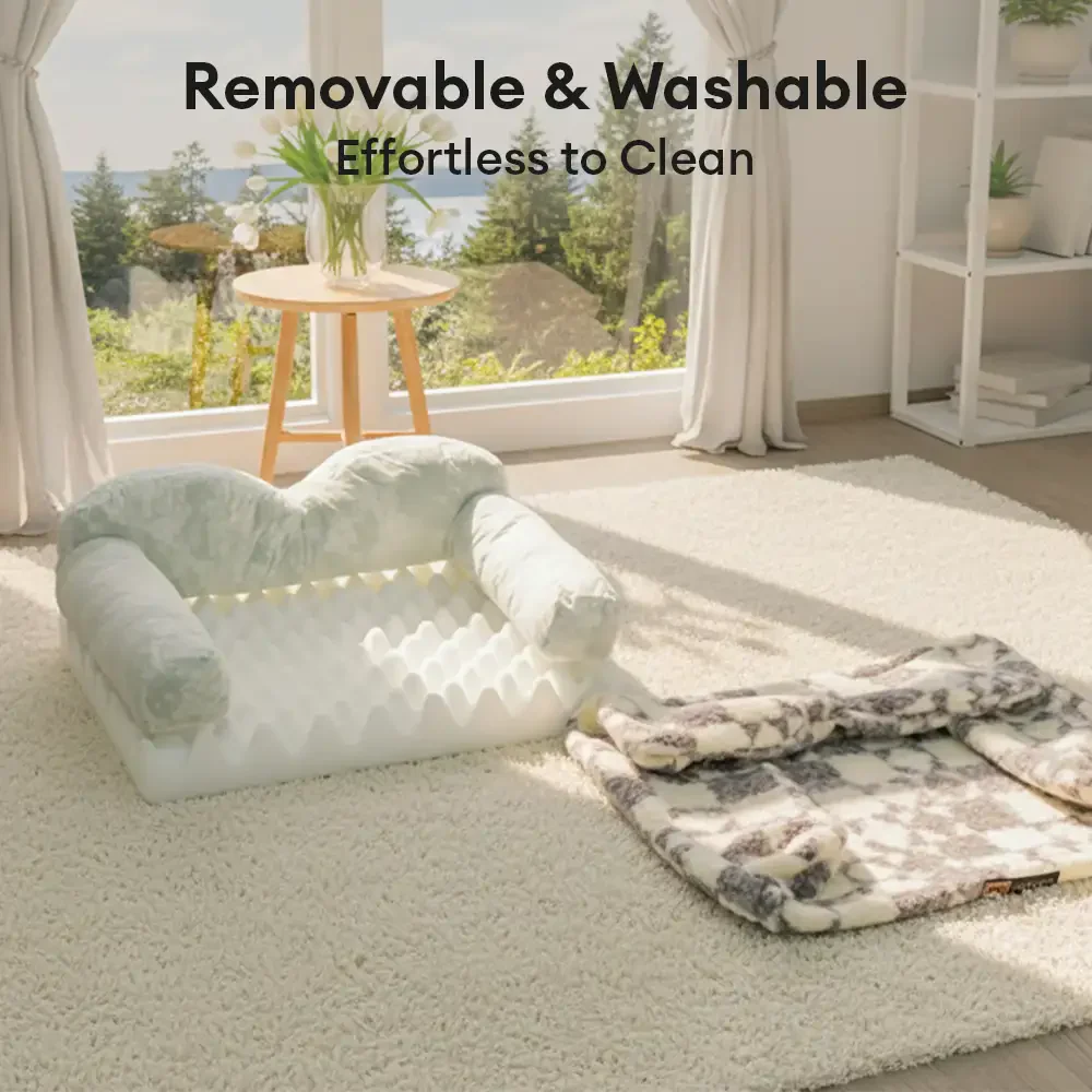 Geometric-Pattern Plush Thermal Removable And Washable Dog Bed - Image 10