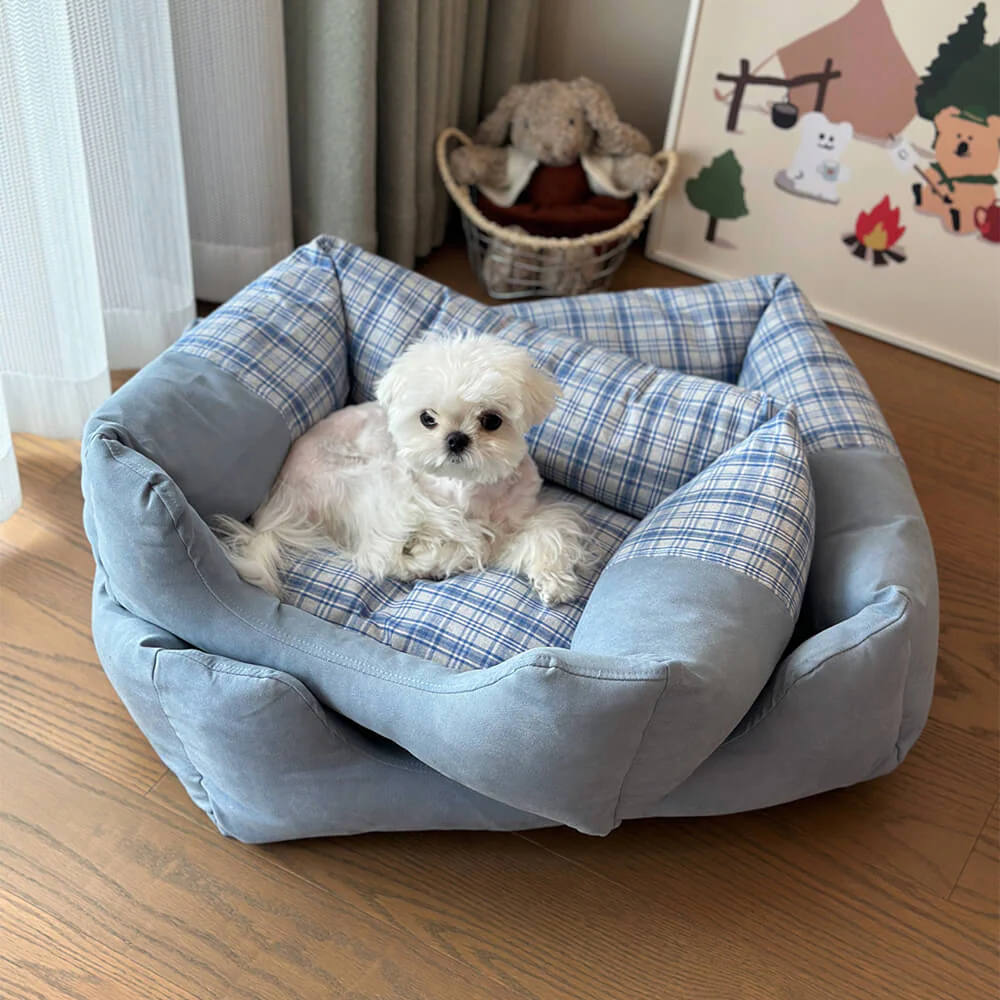 Gingham Leisure Removable Thickened Bolster Dog & Cat Bed - Image 14