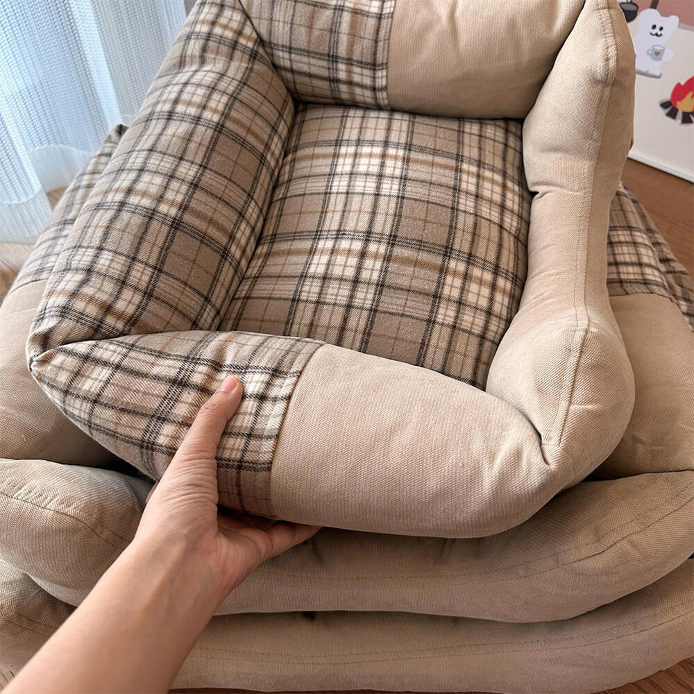 Gingham Leisure Removable Thickened Bolster Dog & Cat Bed - Image 17