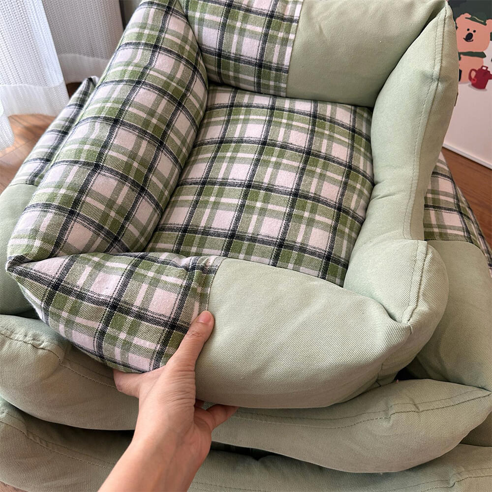 Gingham Leisure Removable Thickened Bolster Dog & Cat Bed - Image 18