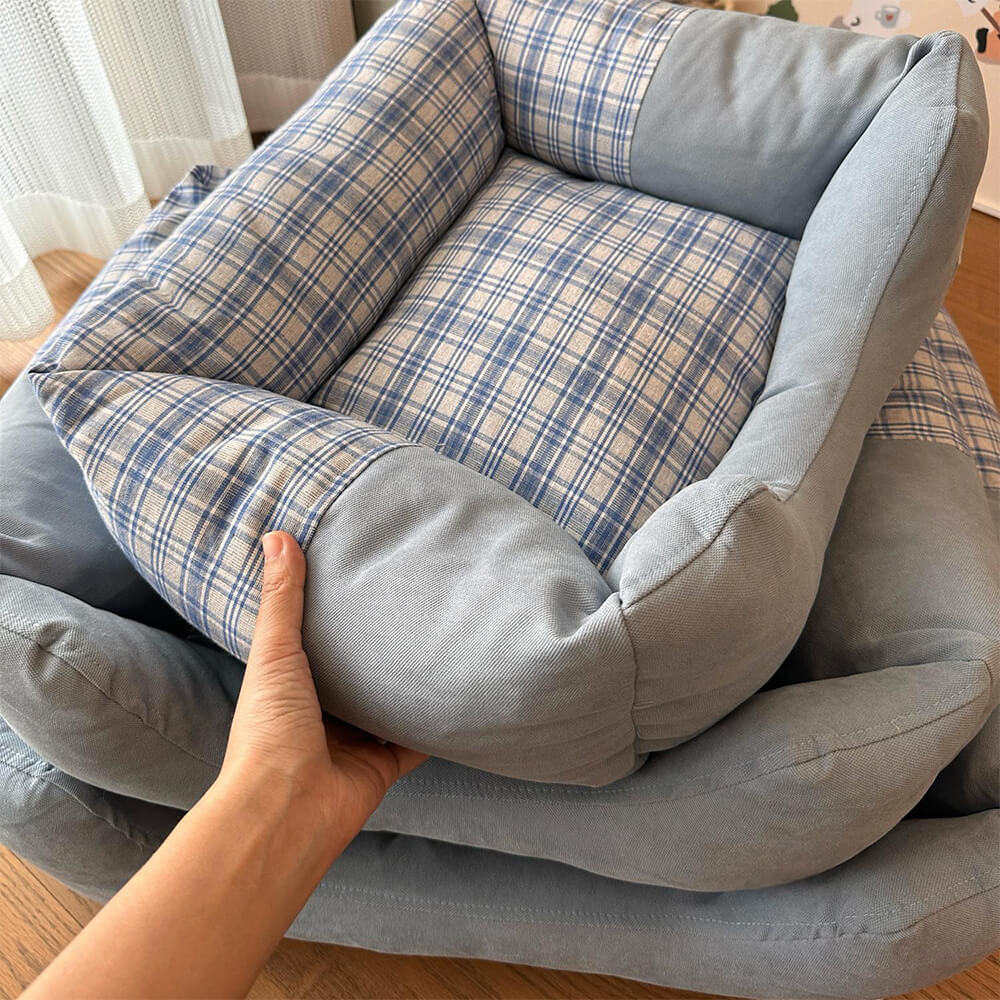Gingham Leisure Removable Thickened Bolster Dog & Cat Bed - Image 19