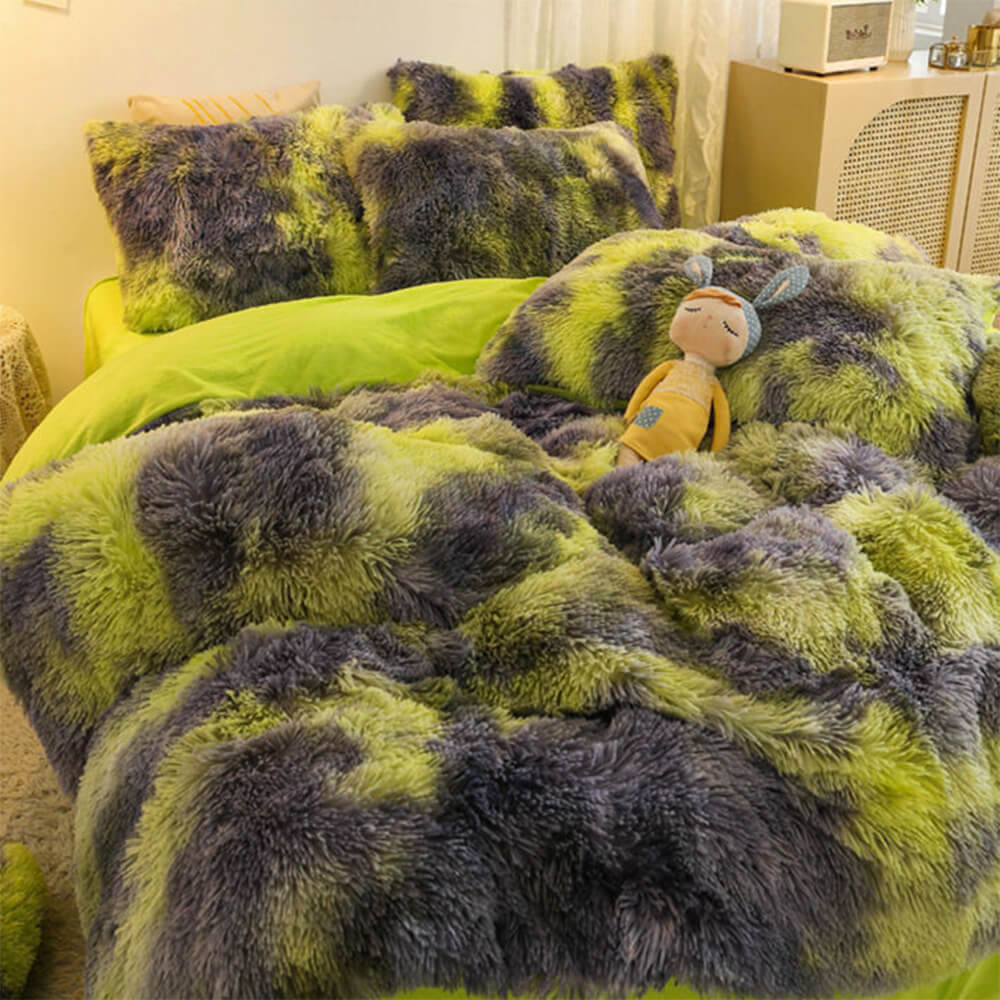 Gradient Fashion Long Plush Warm Bed Sheet Set - Image 12