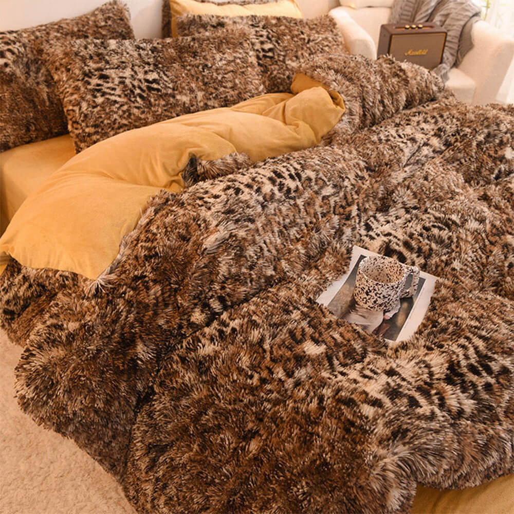 Gradient Fashion Long Plush Warm Bed Sheet Set - Image 13