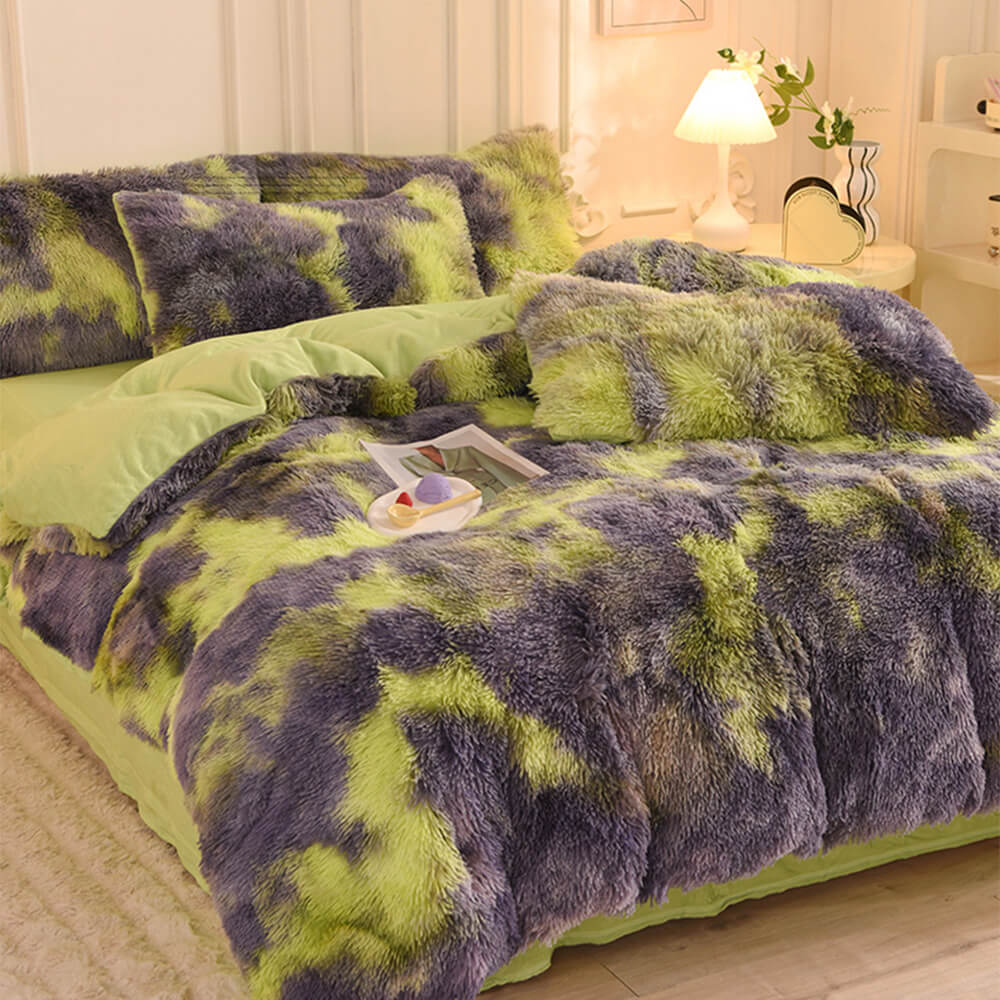 Gradient Fashion Long Plush Warm Bed Sheet Set - Image 15