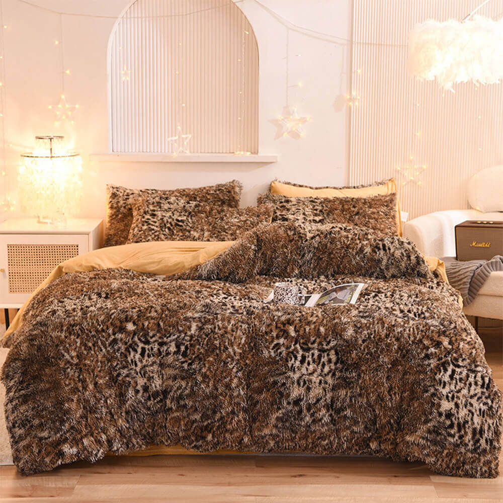 Gradient Fashion Long Plush Warm Bed Sheet Set - Image 17