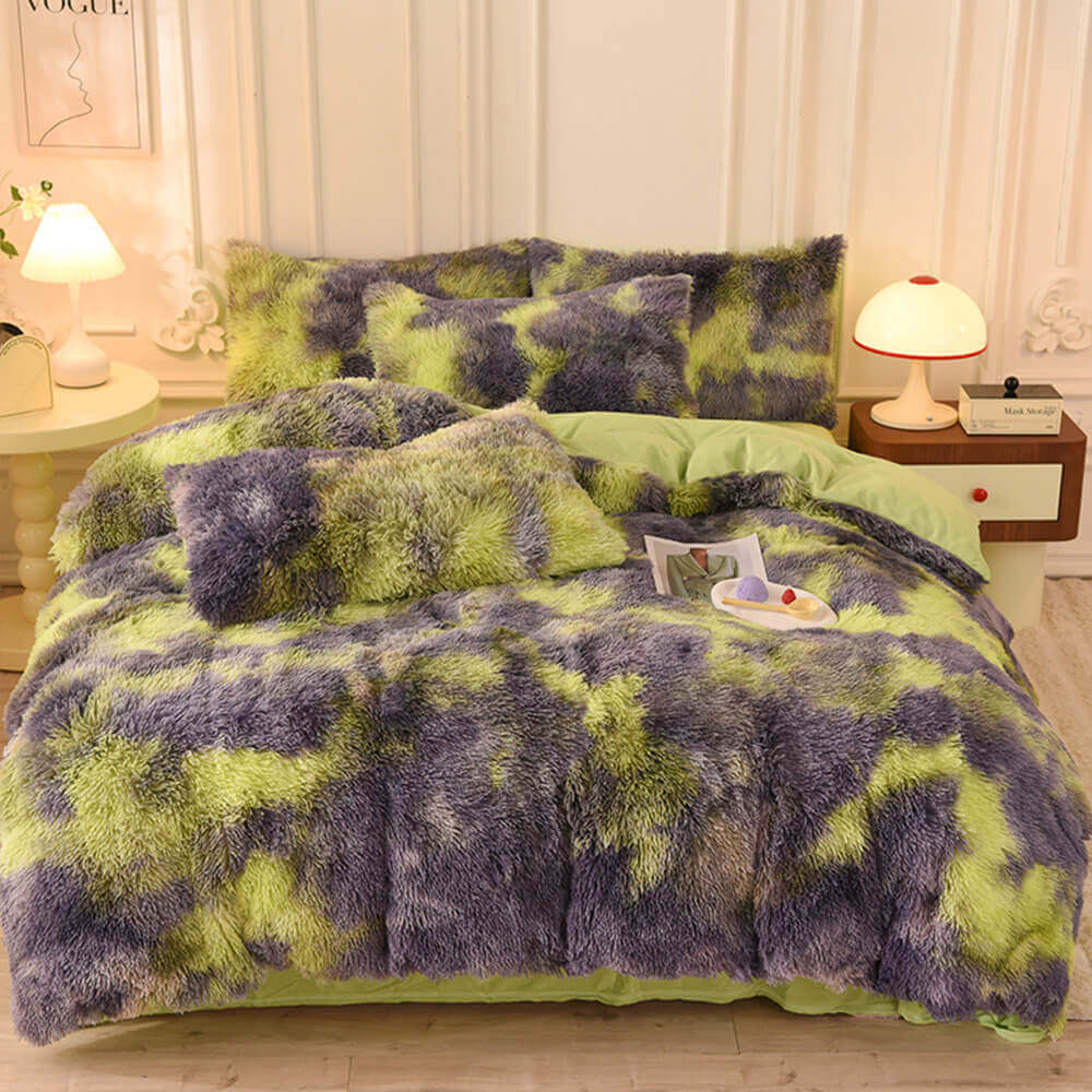 Gradient Fashion Long Plush Warm Bed Sheet Set - Image 18