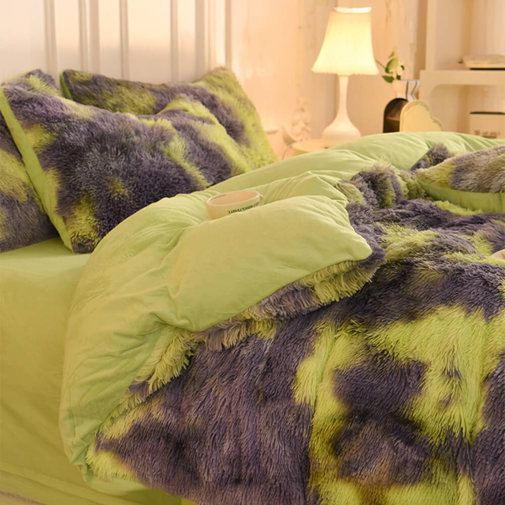 Gradient Fashion Long Plush Warm Bed Sheet Set - Image 8