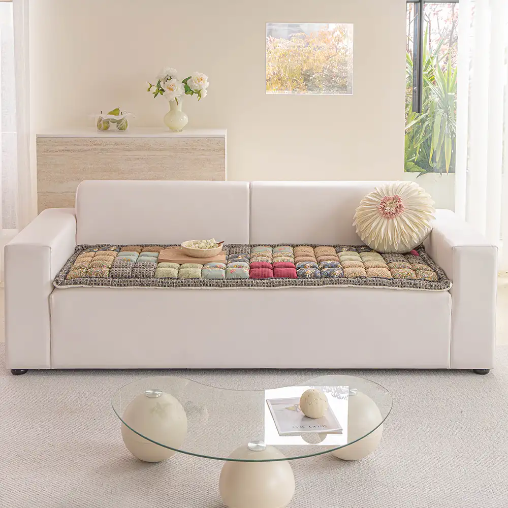 Handmade Vintage Floral Soft Stuffed Pet Mat Non-Slip Couch Cover - Image 14
