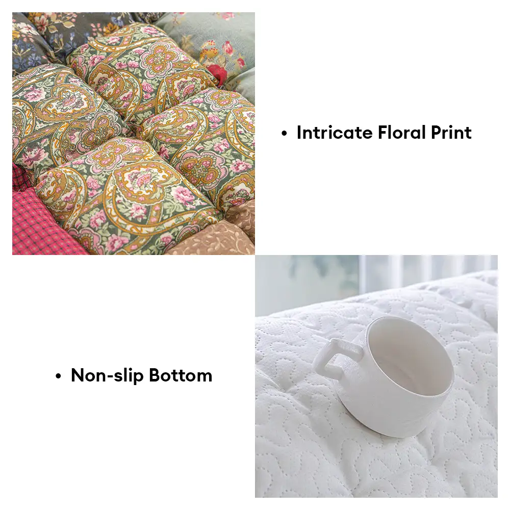 Handmade Vintage Floral Soft Stuffed Pet Mat Non-Slip Couch Cover - Image 5