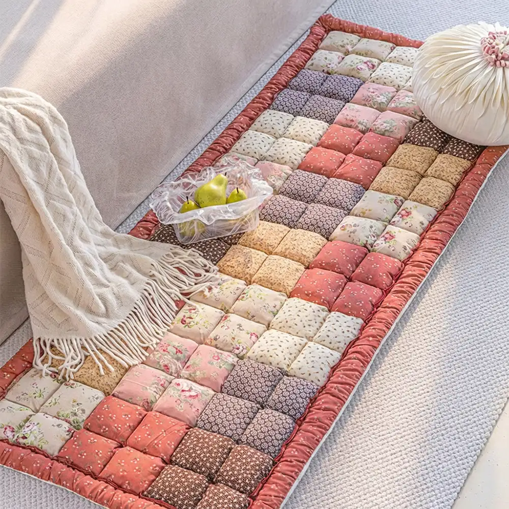 Handmade Vintage Floral Soft Stuffed Pet Mat Non-Slip Couch Cover - Image 8