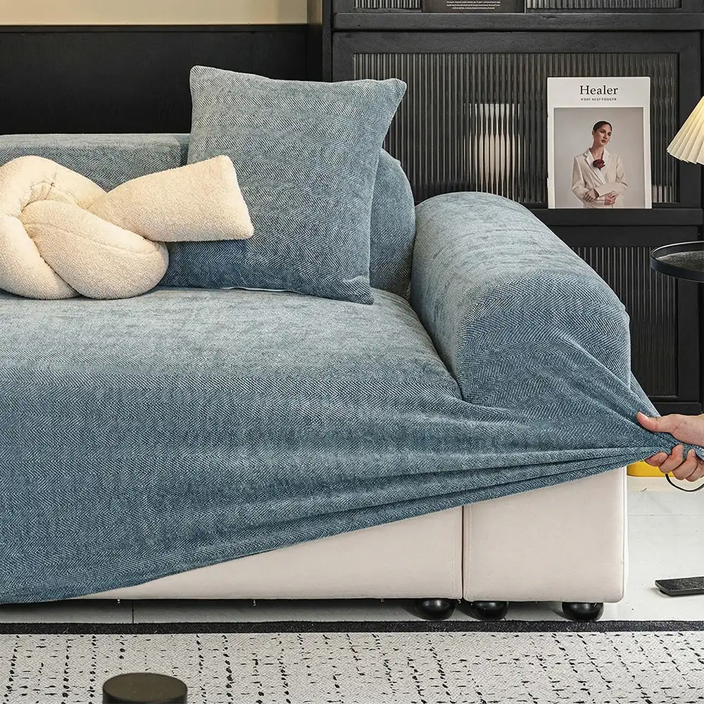 Herringbone Full Coverage Comfortable Scratch-Resistant ArmChair Sofa Protection Couch Cover - Image 18