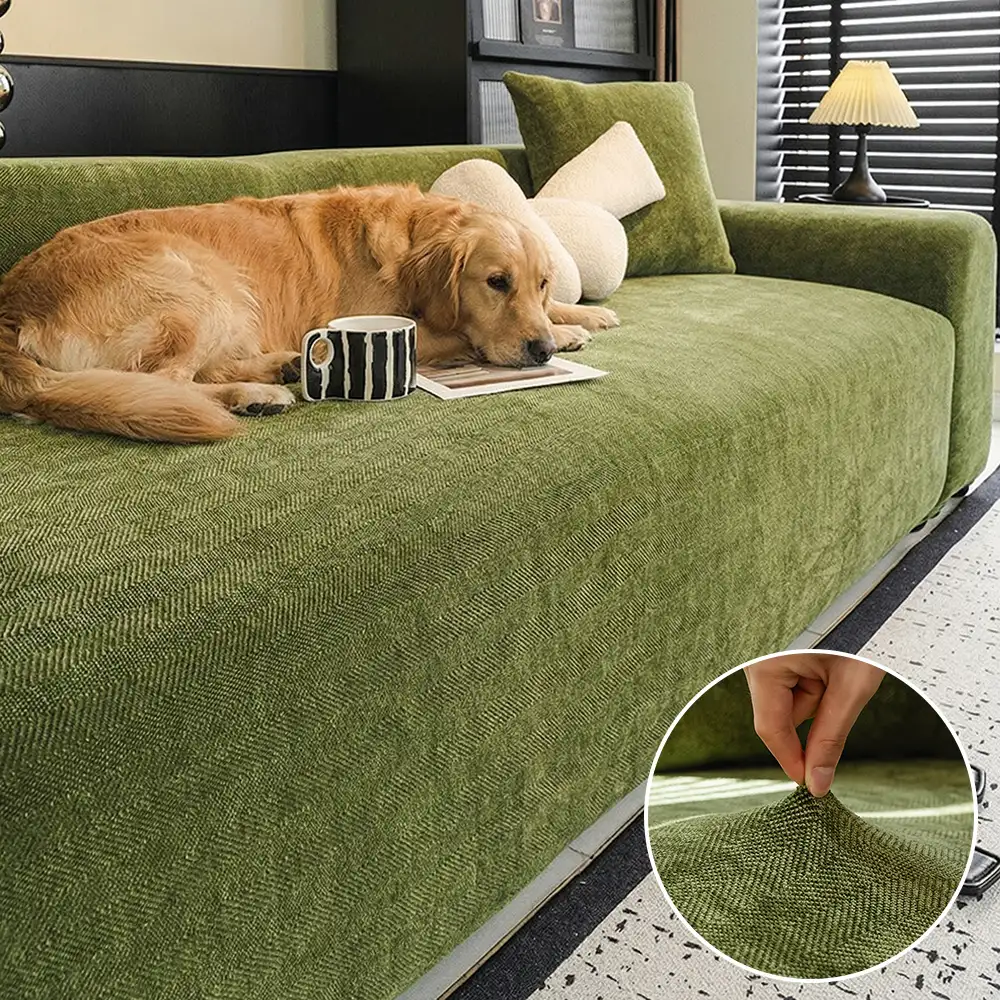 Herringbone Full Coverage Comfortable Scratch-Resistant ArmChair Sofa Protection Couch Cover - Image 9
