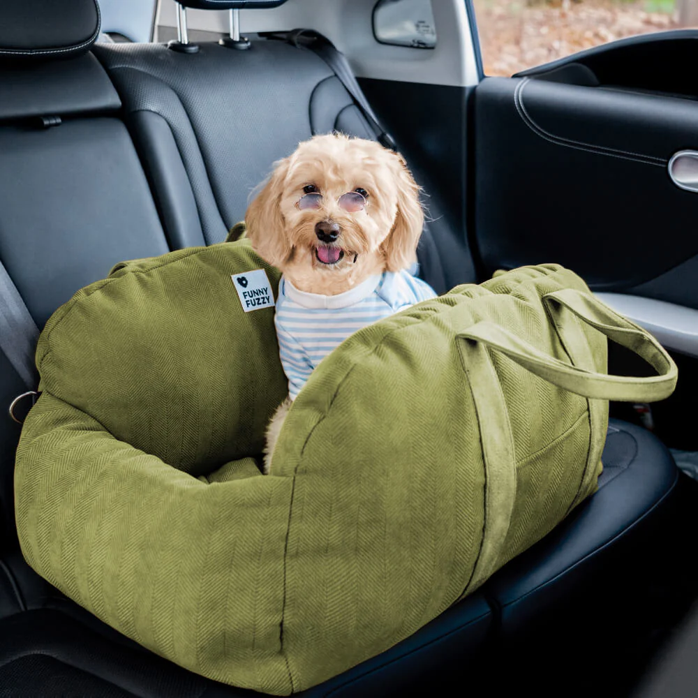 Herringbone Travel Bolster Safety Puppy Dog Car Seat Bed - Image 5