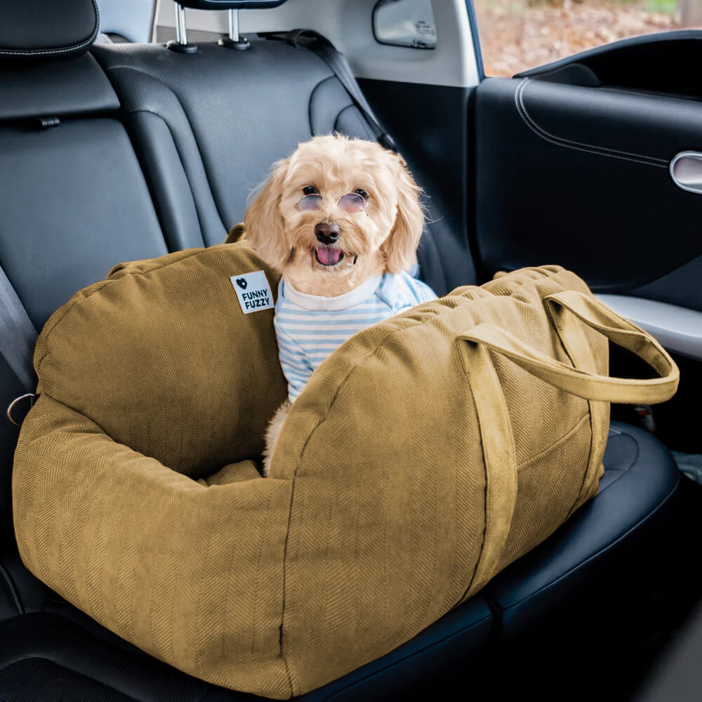 Herringbone Travel Bolster Safety Puppy Dog Car Seat Bed - Image 9