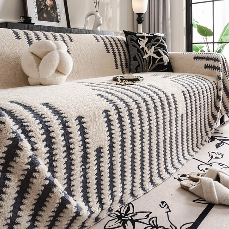 Homely Plush Sofa Cozy Anti-scratch Full Coverage Decoration Couch Cover - Image 5