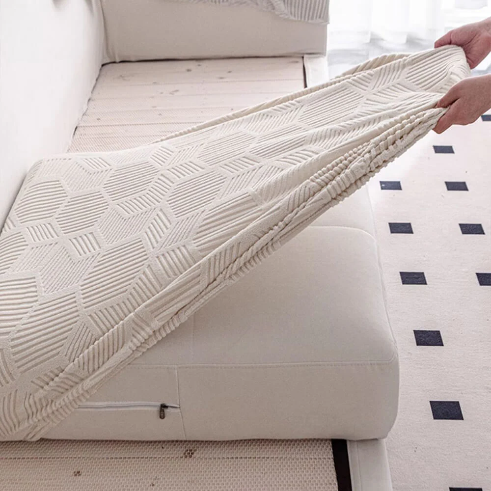 Honeycomb Pattern Water-resistant Stretch Full-Cover Magic Outdoor Couch Cover - Image 3