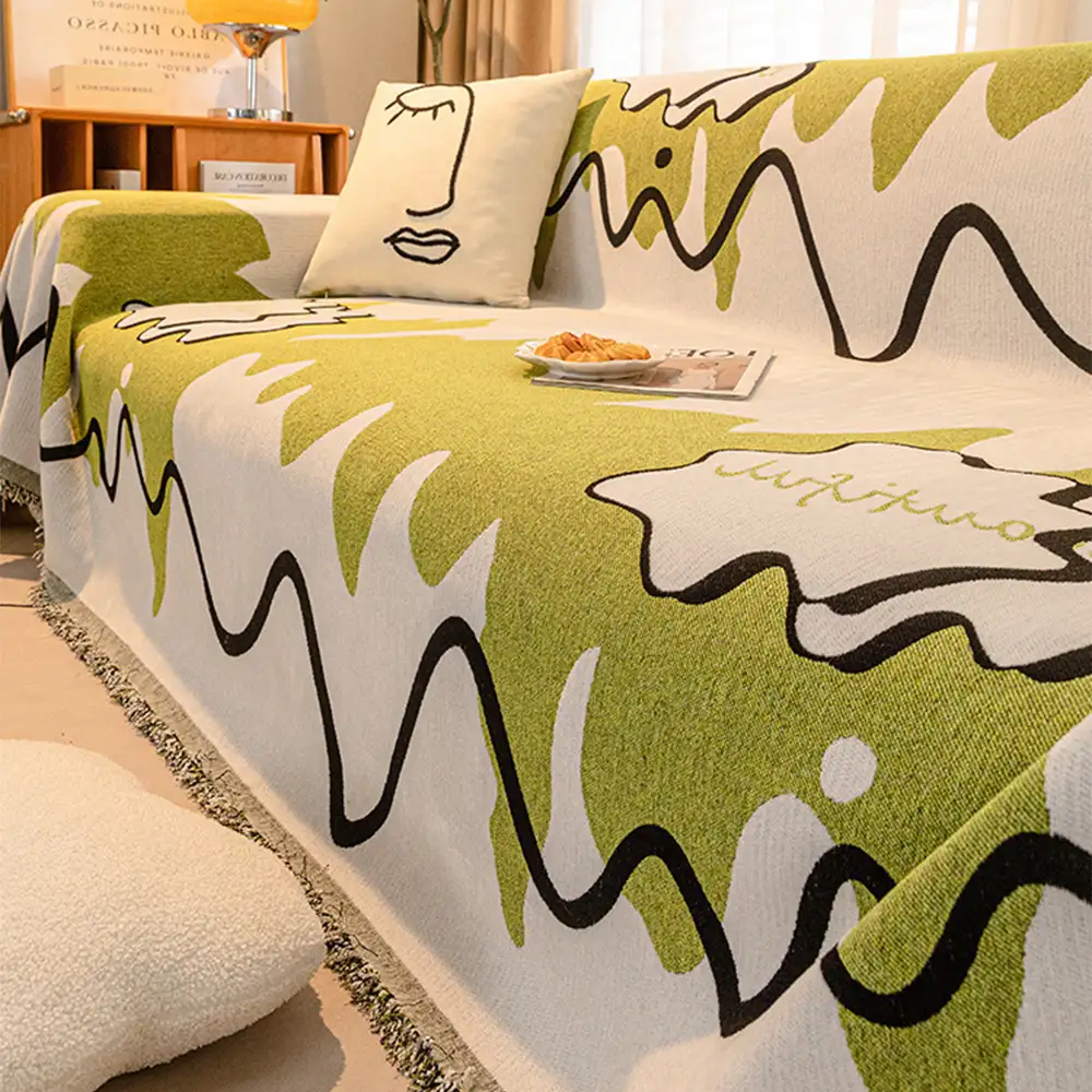 Ice Cream Wavy Chenille Scratch-Resistant Sofa Blanket Couch Cover - Image 10
