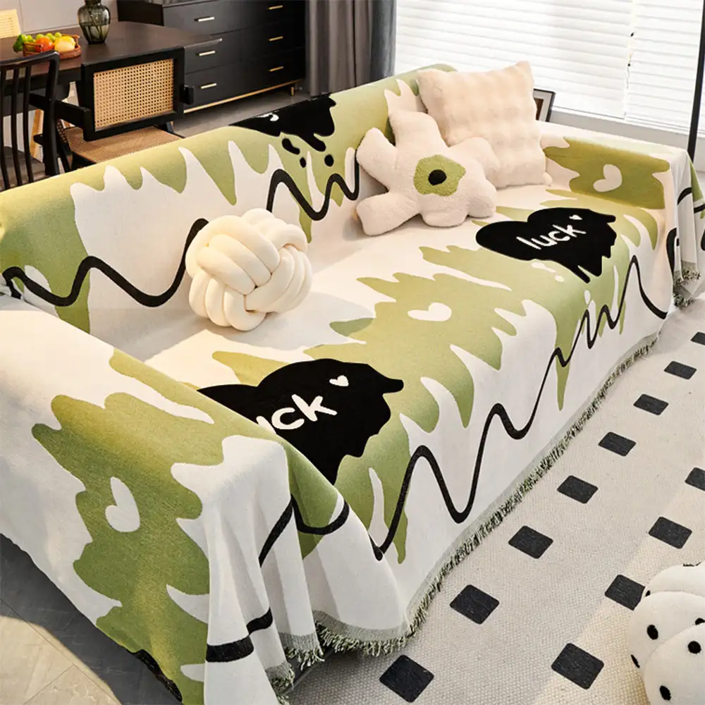 Ice Cream Wavy Chenille Scratch-Resistant Sofa Blanket Couch Cover - Image 5