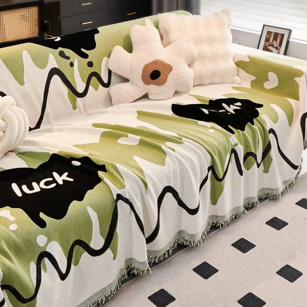 Ice Cream Wavy Chenille Scratch-Resistant Sofa Blanket Couch Cover - Image 9