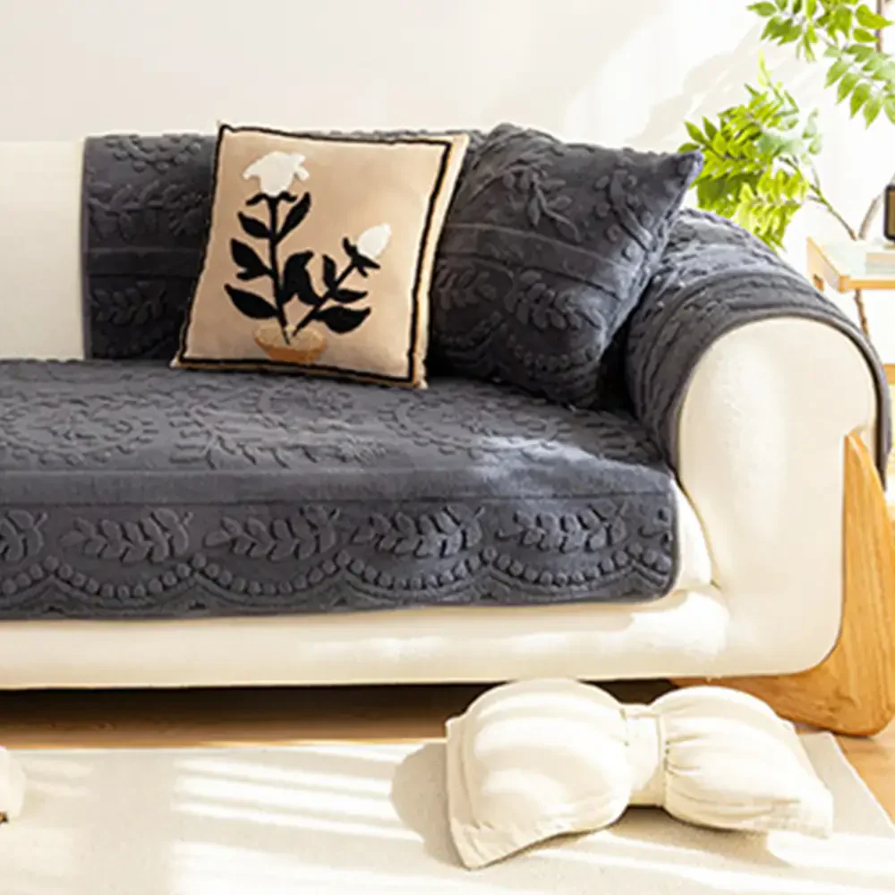 Jacquard Plush Comfortable Scratch-Resistant Non-Slip Couch Cover - Image 11