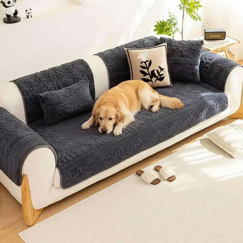 Jacquard Plush Comfortable Scratch-Resistant Non-Slip Couch Cover - Image 12