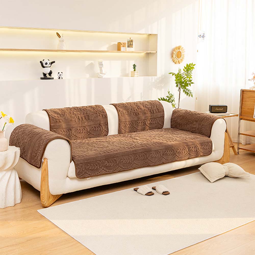 Jacquard Plush Comfortable Scratch-Resistant Non-Slip Couch Cover - Image 3