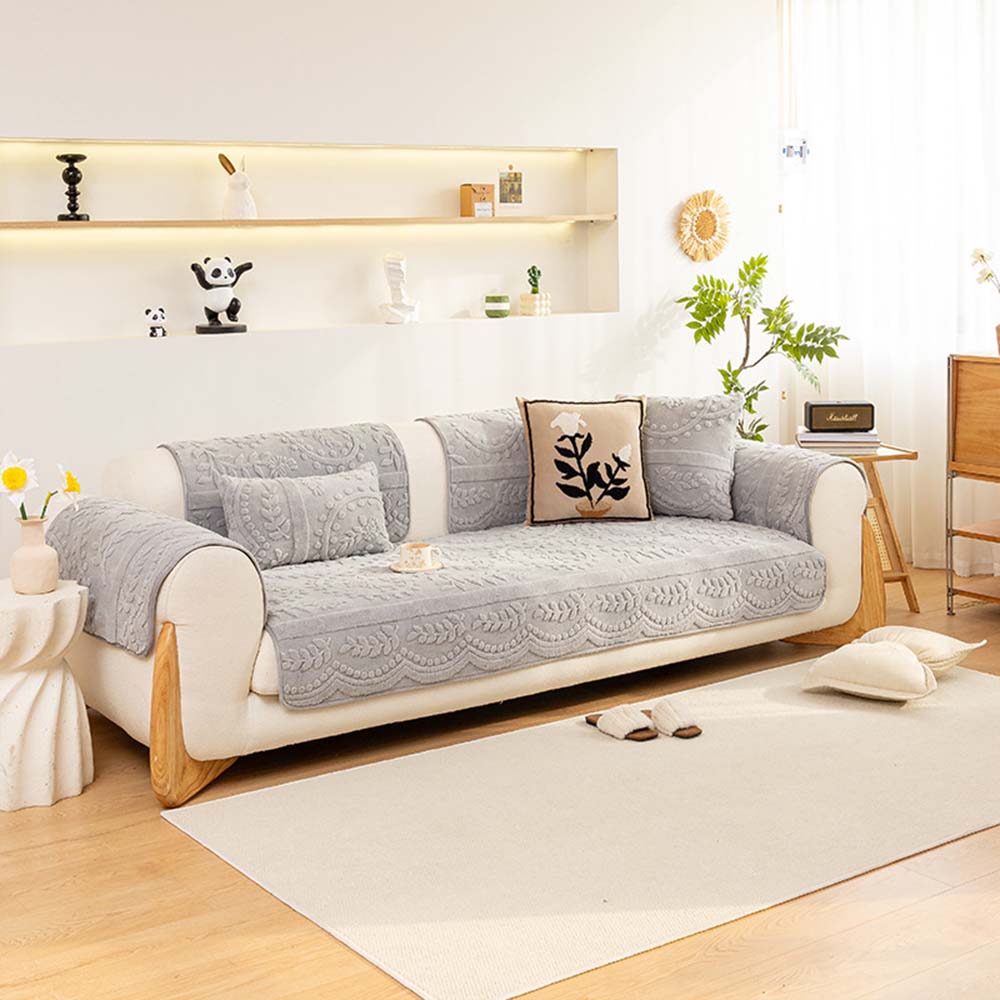Jacquard Plush Comfortable Scratch-Resistant Non-Slip Couch Cover - Image 5