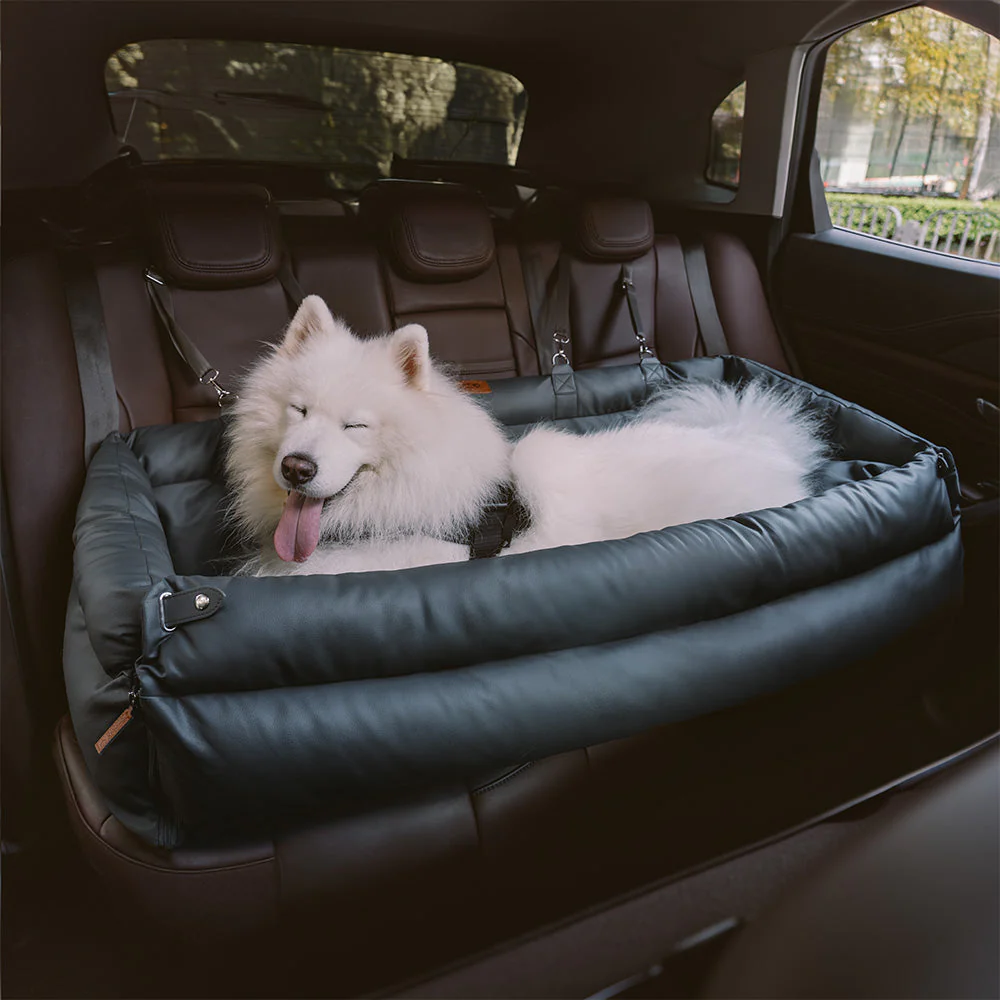 Large Deluxe Faux Leather Dog Car Seat Booster Bed - Urban Voyager - Image 12