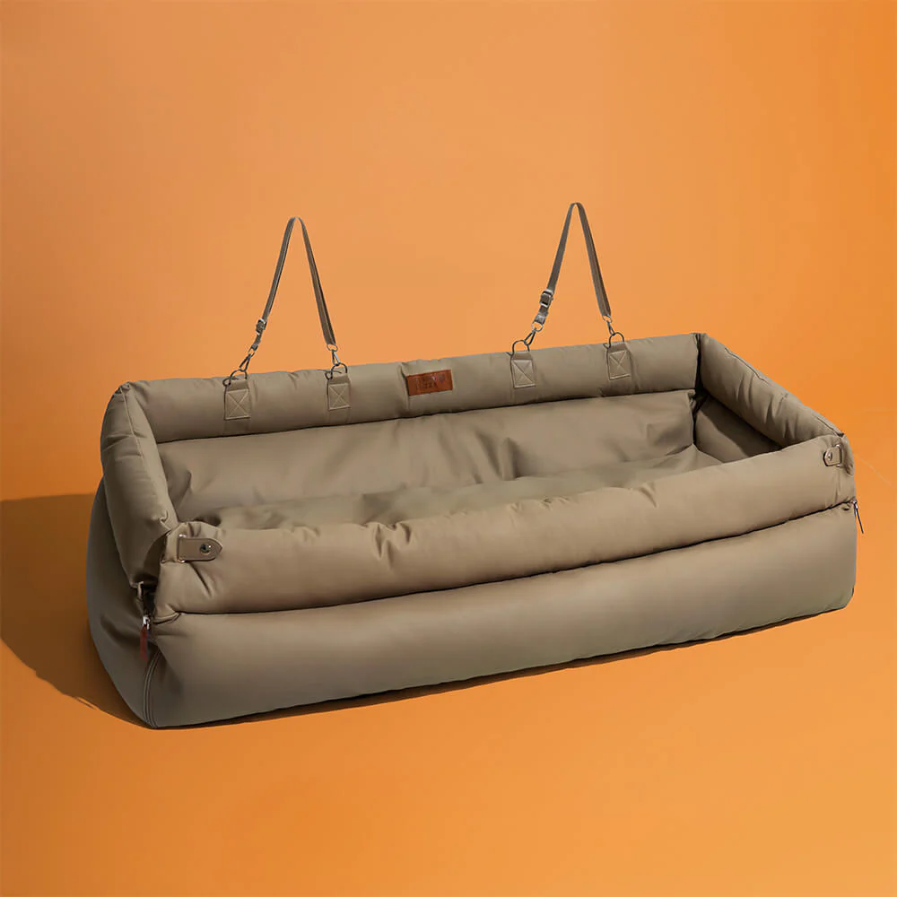 Large Deluxe Faux Leather Dog Car Seat Booster Bed - Urban Voyager - Image 16