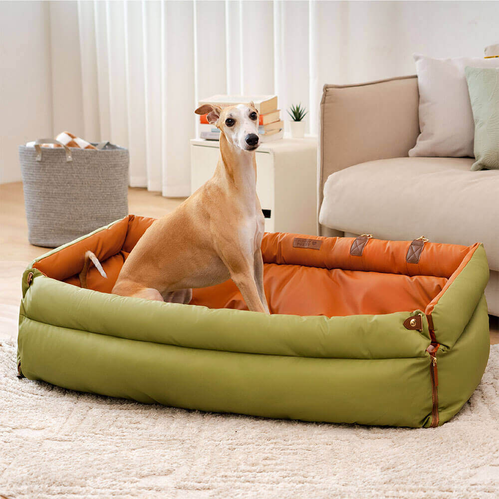 Large Deluxe Faux Leather Dog Car Seat Booster Bed - Urban Voyager - Image 6