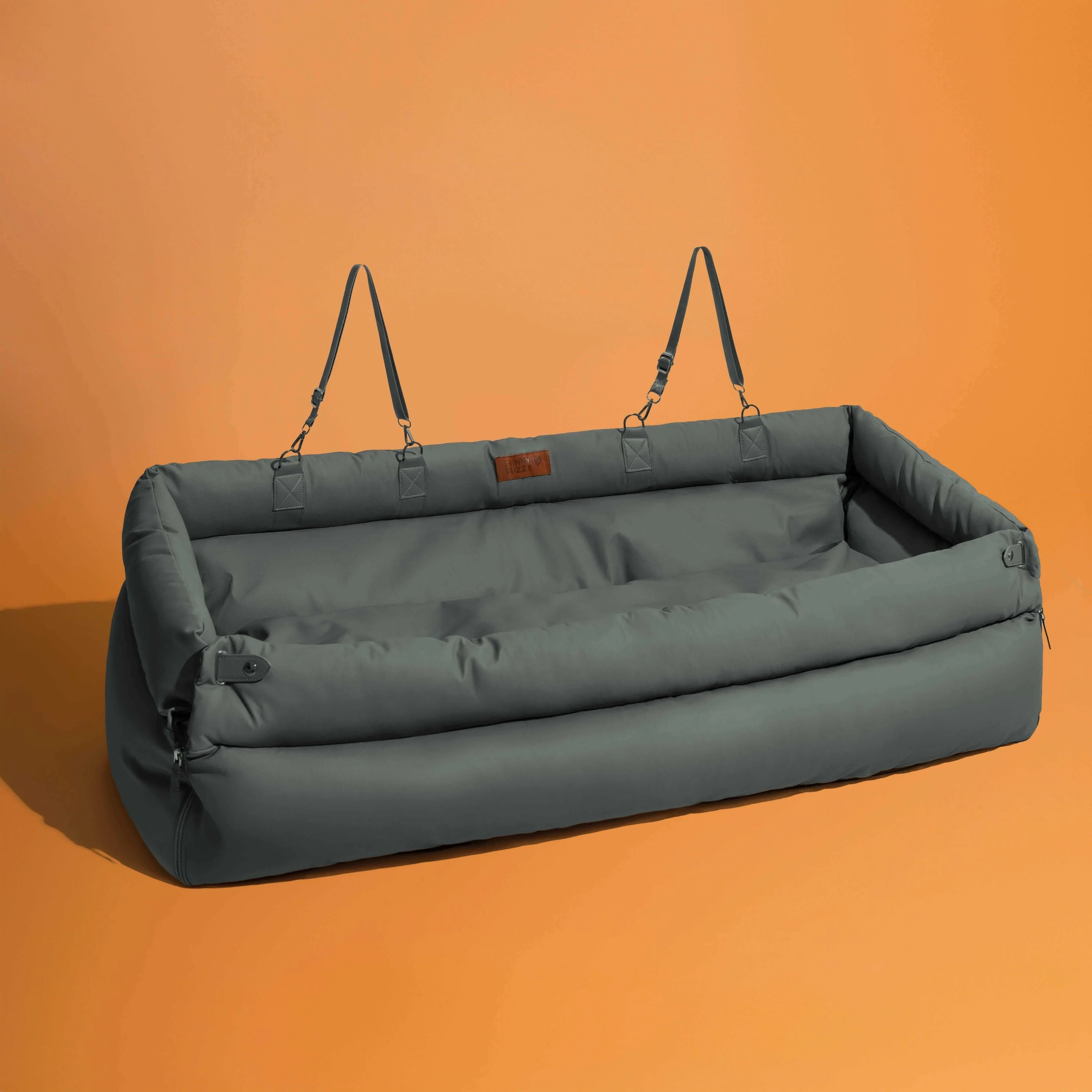 Large Deluxe Faux Leather Dog Car Seat Booster Bed - Urban Voyager - Image 9
