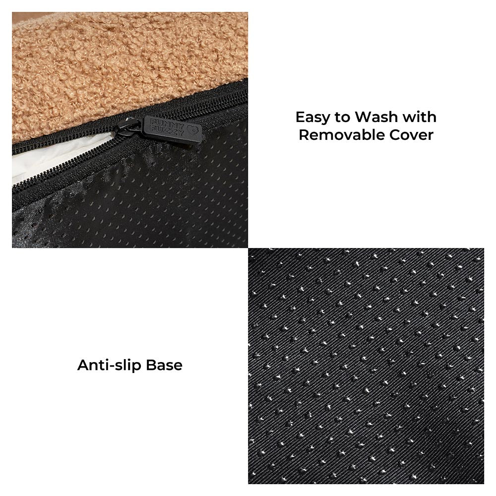 Large Washable Creamy Cozy Flat Dog Beds - Cheesecake - Image 11