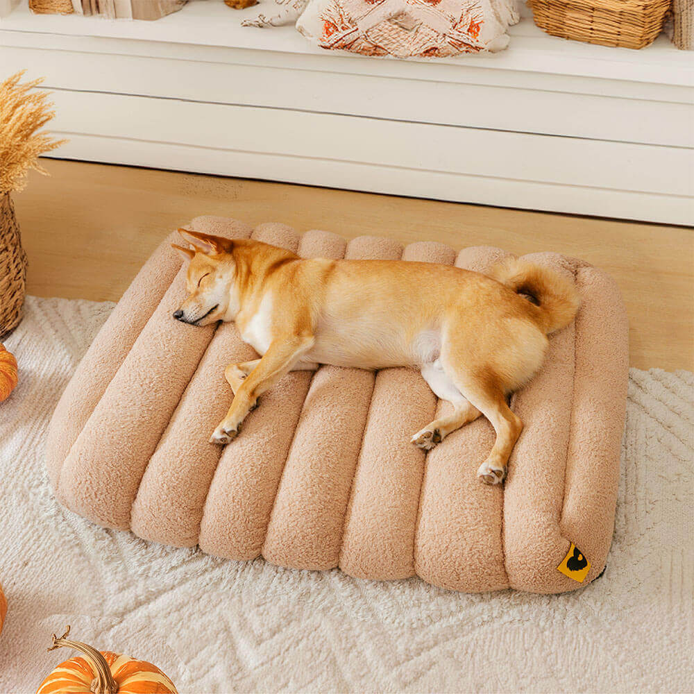 Large Washable Creamy Cozy Flat Dog Beds - Cheesecake - Image 3