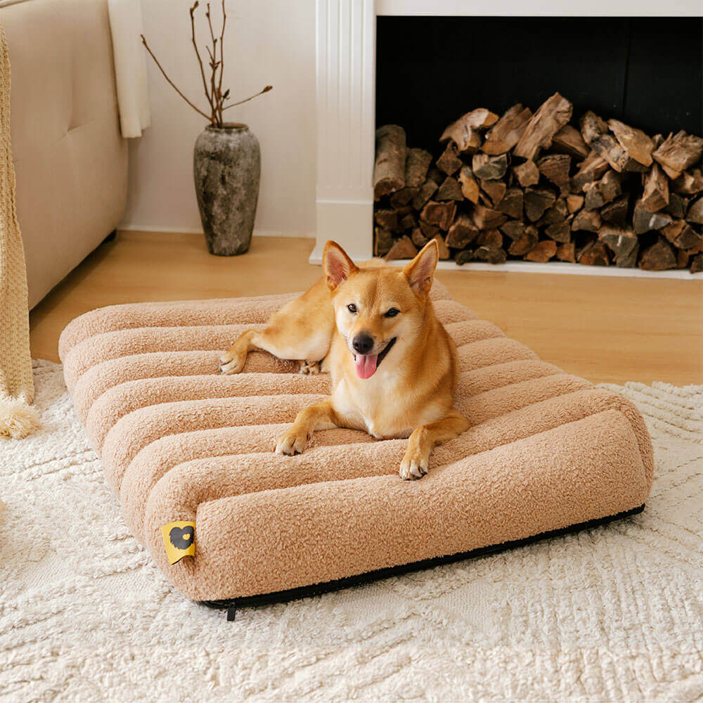 Large Washable Creamy Cozy Flat Dog Beds - Cheesecake - Image 7