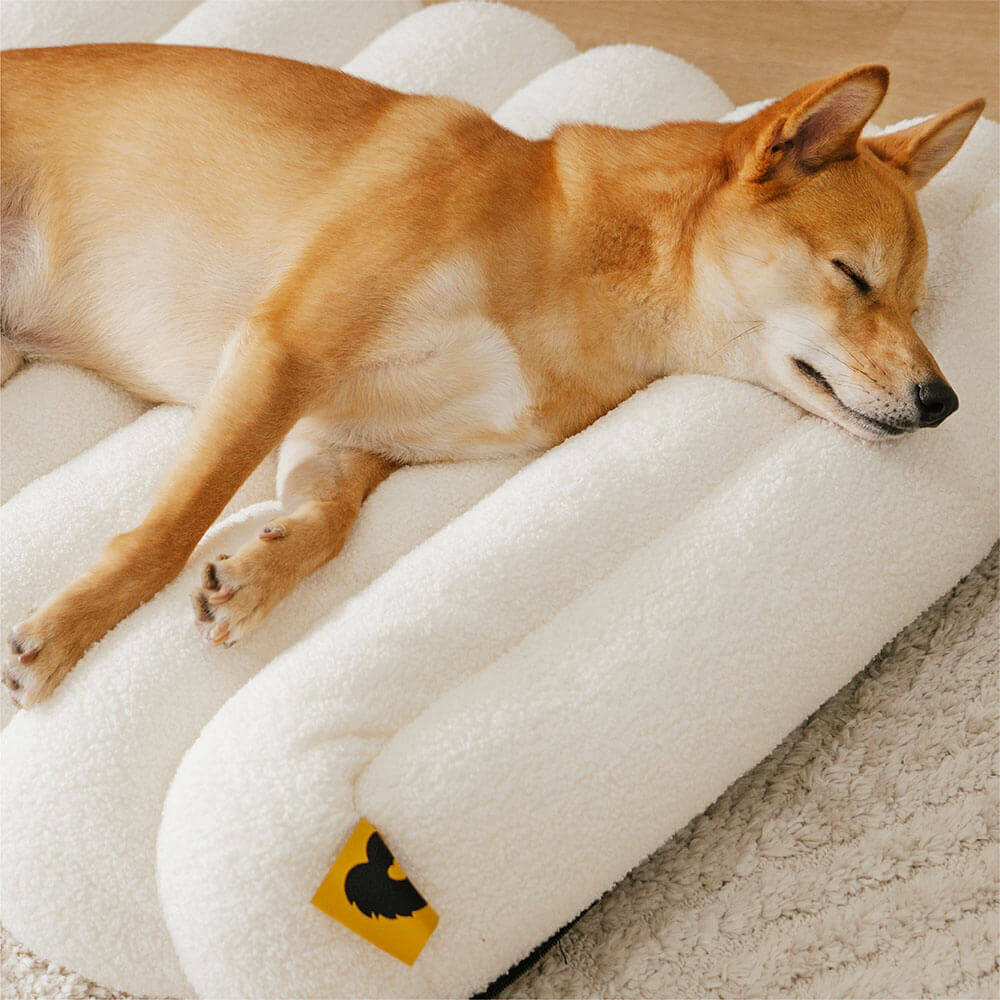 Large Washable Creamy Cozy Flat Dog Beds - Cheesecake - Image 8